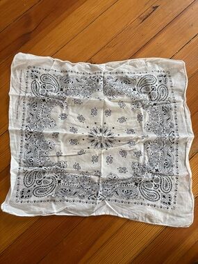 Urban Outfitters White and Black Paisley Bandana Scarf